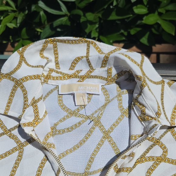Michael Kors Women's White and Gold Chain Blouse - Picture 2 of 5